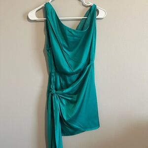Elegant Teal Draped Dress